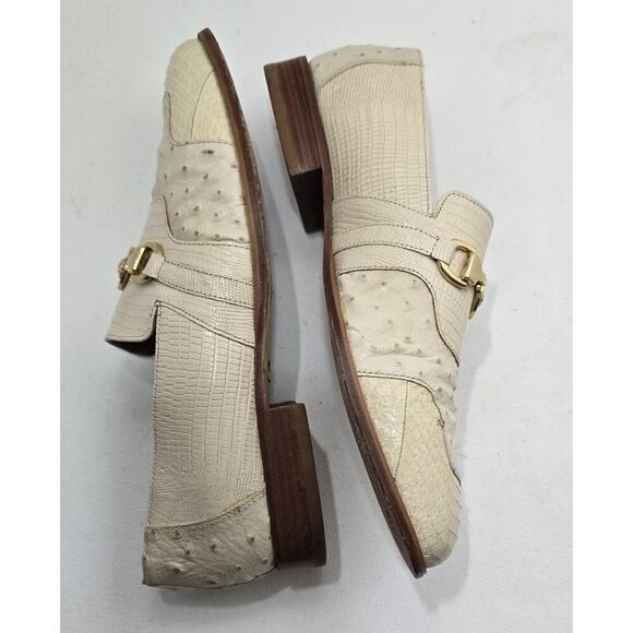 Giorgio Brutini Private Collection Cream Snakeskin/Ostrich Loafers Mens Sz 9.5 M - Picture 5 of 9